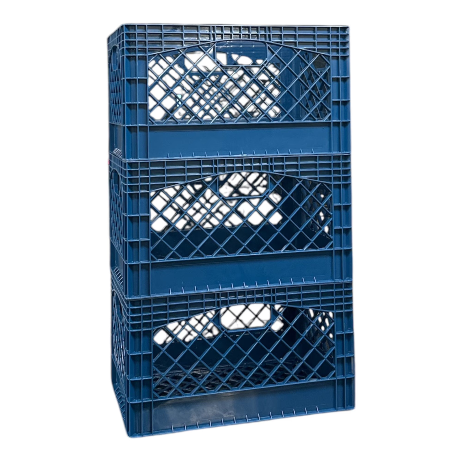 24QT Plastic Storage Heavy-Duty Milk Crate, Blue 3 Pack, New