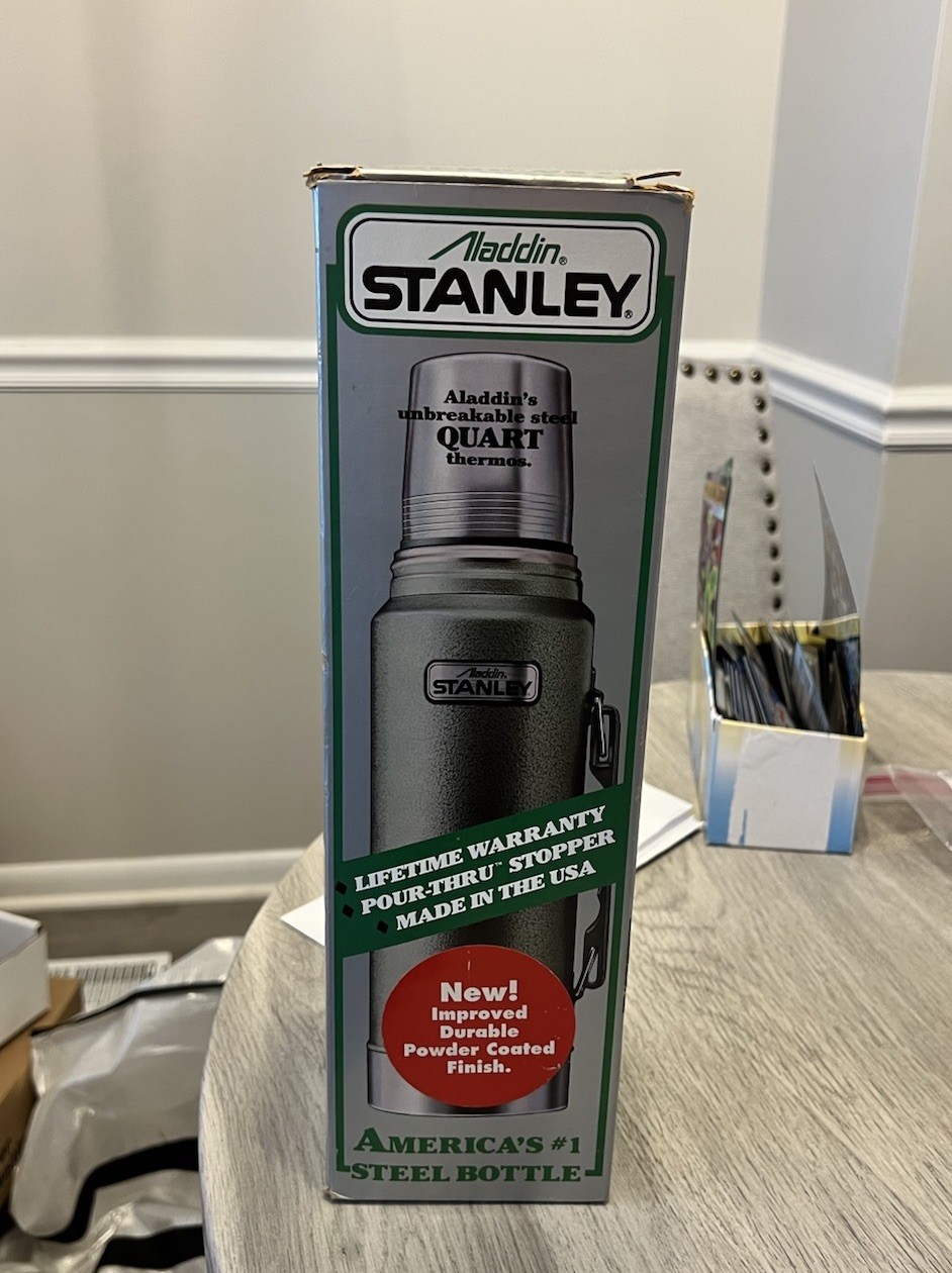 Vintage Stanley Aladdin Green Bottle Thermos A-944DH 1 Quart w/ Original Box