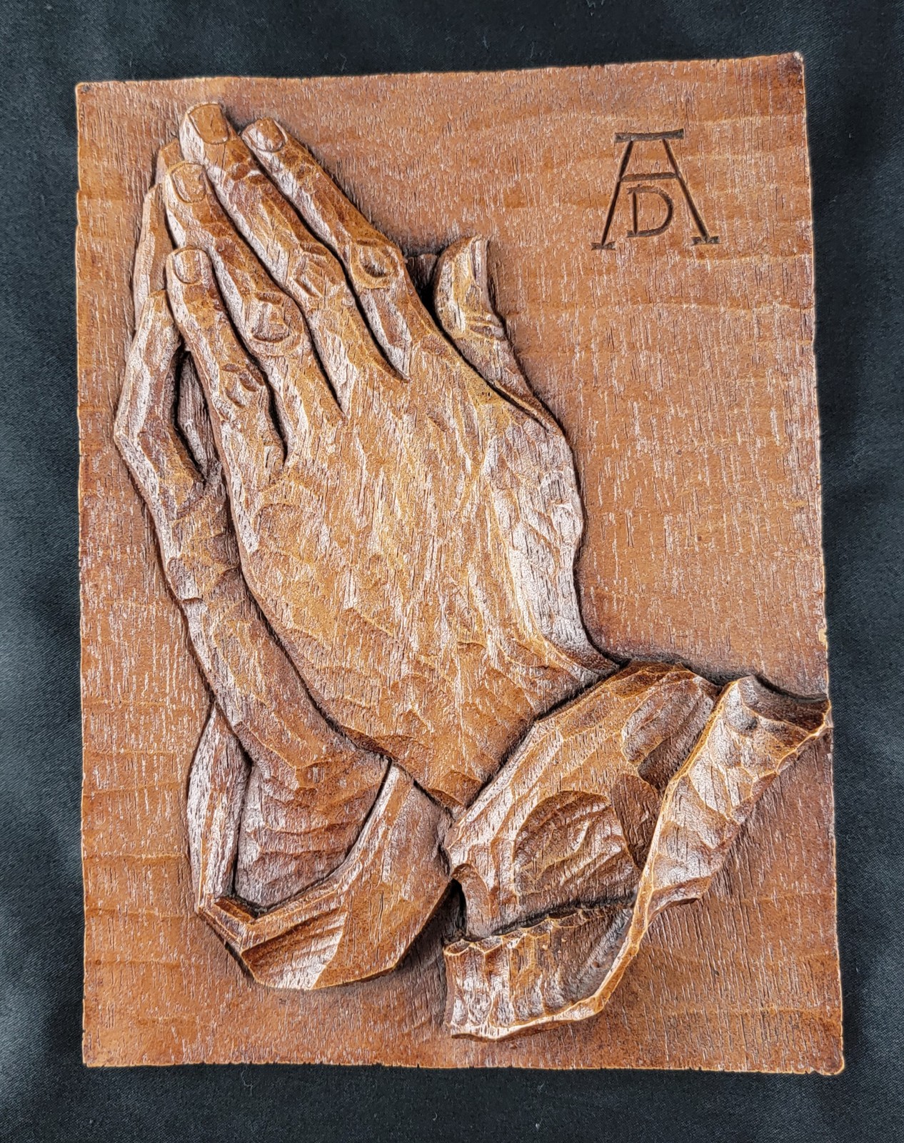 Albrecht Durer Praying Hands Wood Relief Carved Germany Christianity 8×6″