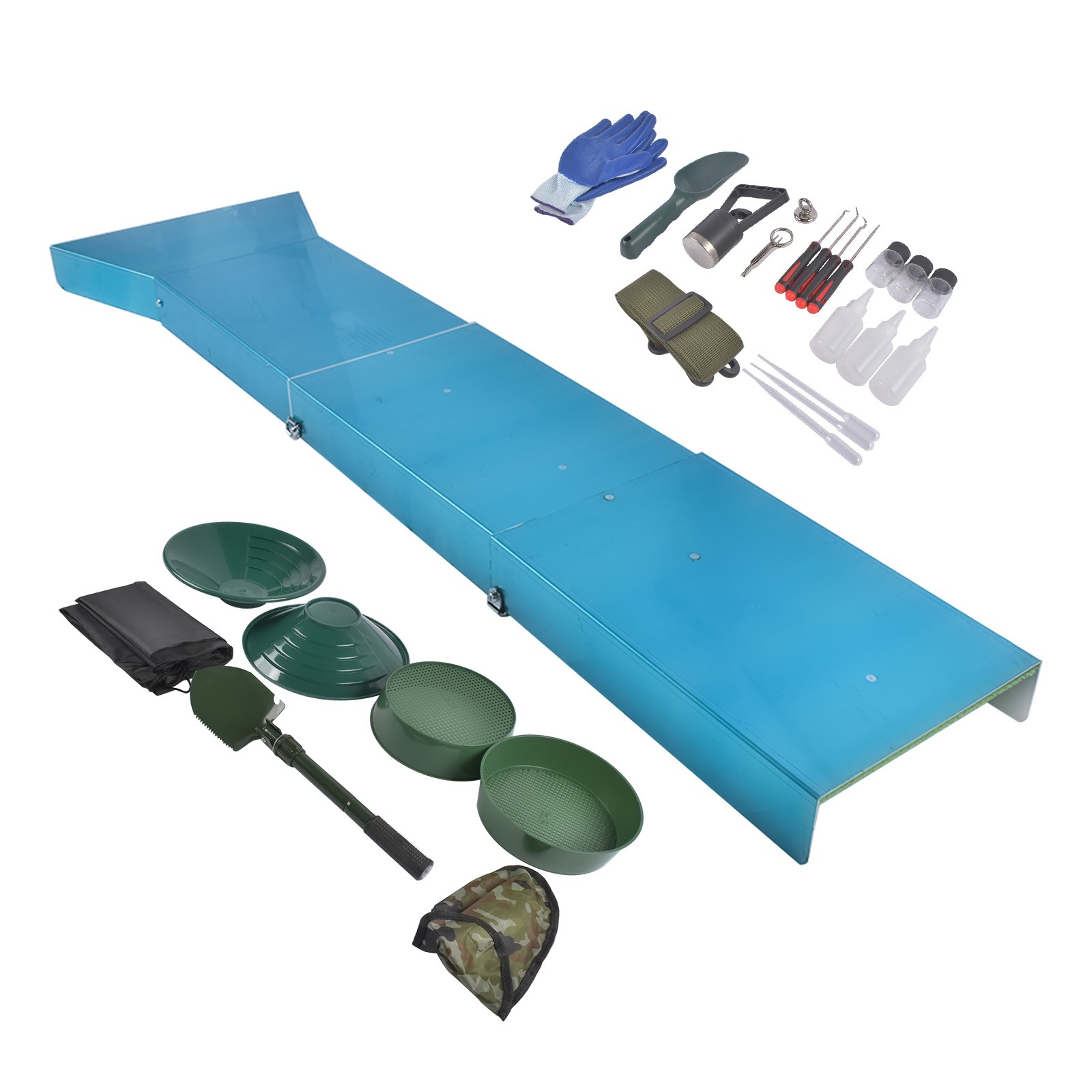 Hand Powered Gold Panning Kit With Sluice Box 50″ Silver Gold Panning Kit