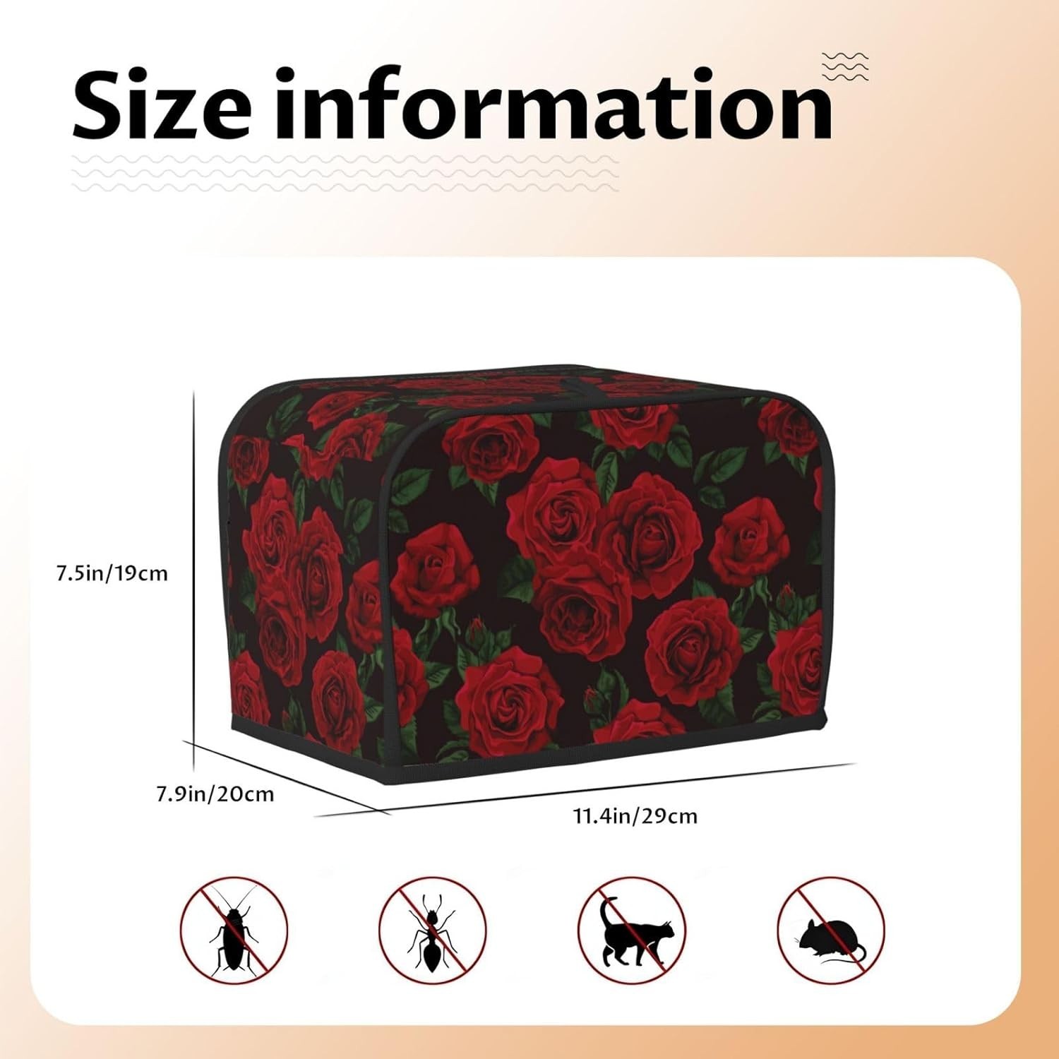 Durable Water-Resistant Toaster Cover – Red Black Rose Design for Everyday Use