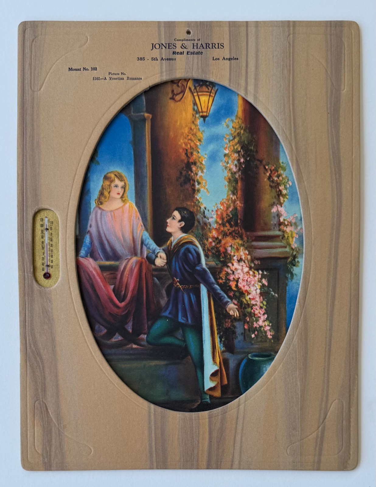 1930s Los Angeles Real Estate Advertising Thermometer Venetian Romance Art