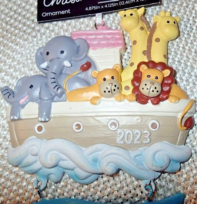 CHRISTMAS SHOPPE ORNAMENT ~ BABY’S FIRST CHRISTMAS ~ NOAH’S ARK ~ DATED 2023 NWT
