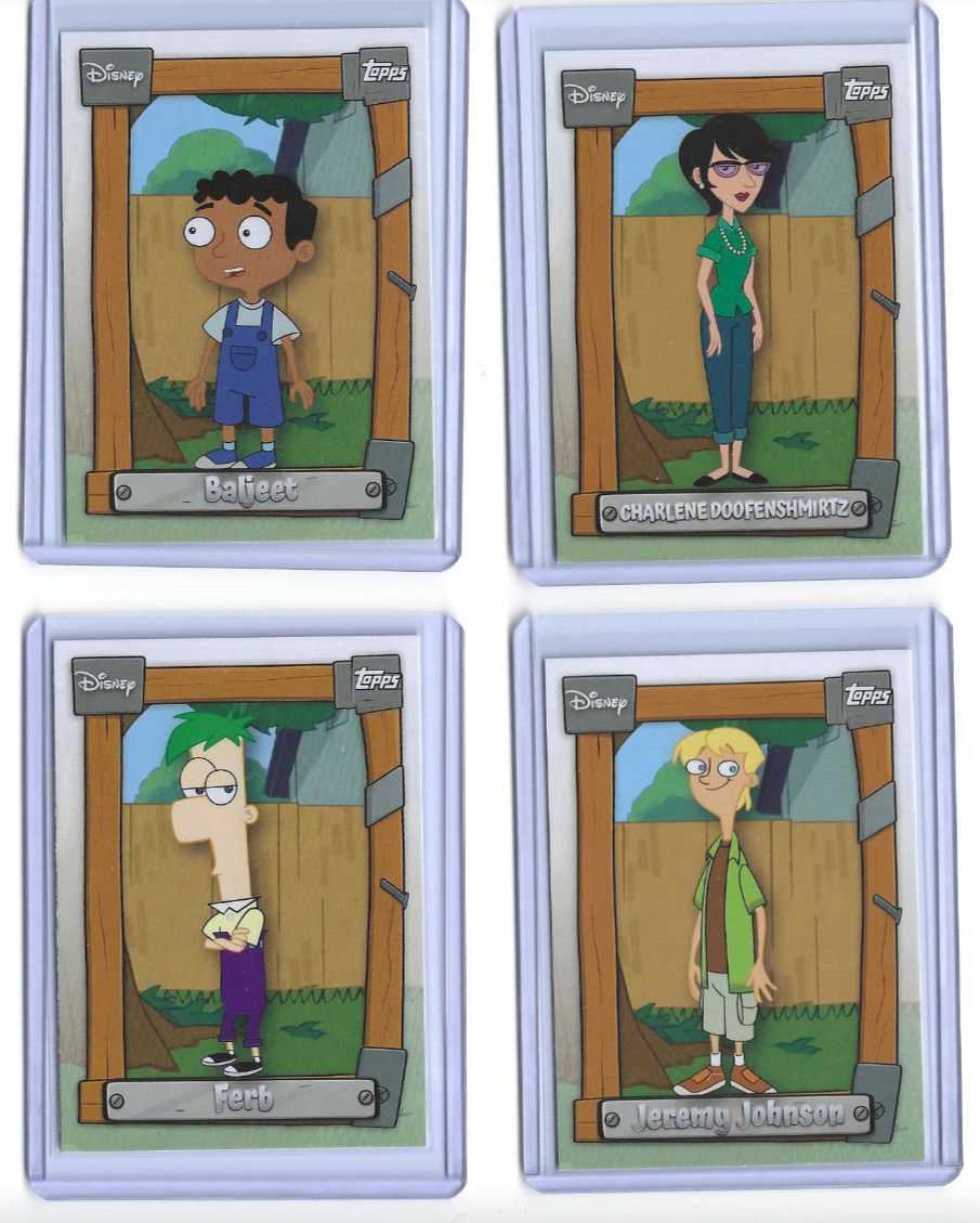 4 Card Lot Topps 2026 Disney Neon Phineas and Ferb P&F-2 P&F-3 P&F-9 & P&F-13