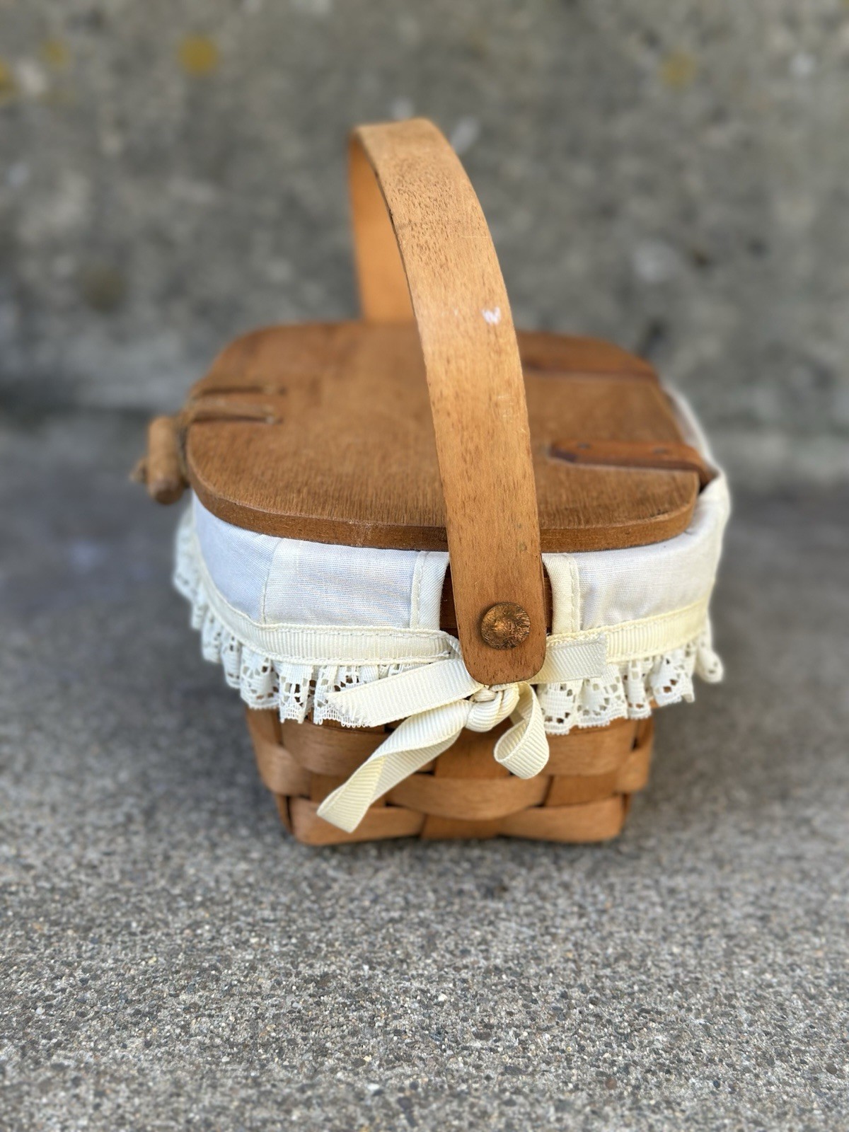 Vintage Longaberger Kiddie Purse Basket Decor Farmhouse No Plastic Liner