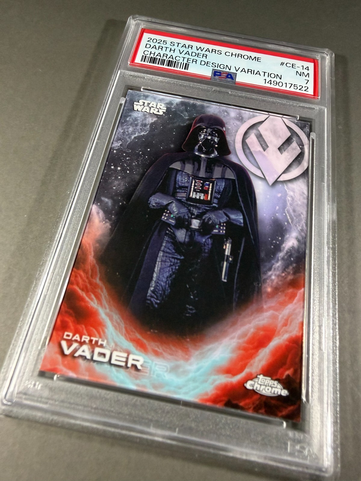 (PSA 7) 2025 Star Wars Chrome #CE-14, “Darth Vader” Design Variation