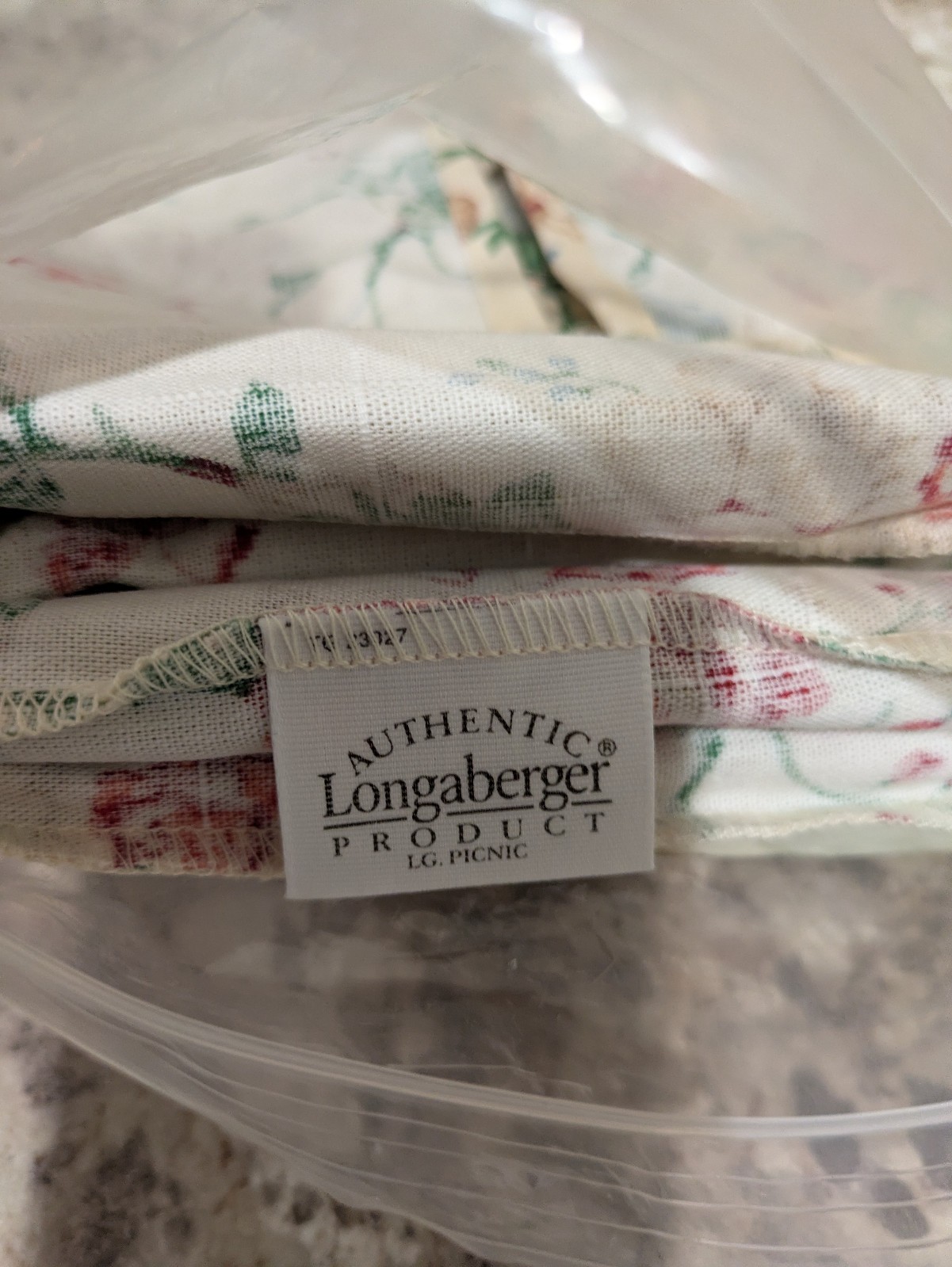 Longaberger Heirloom Floral Large Picnic Basket Liner NIB
