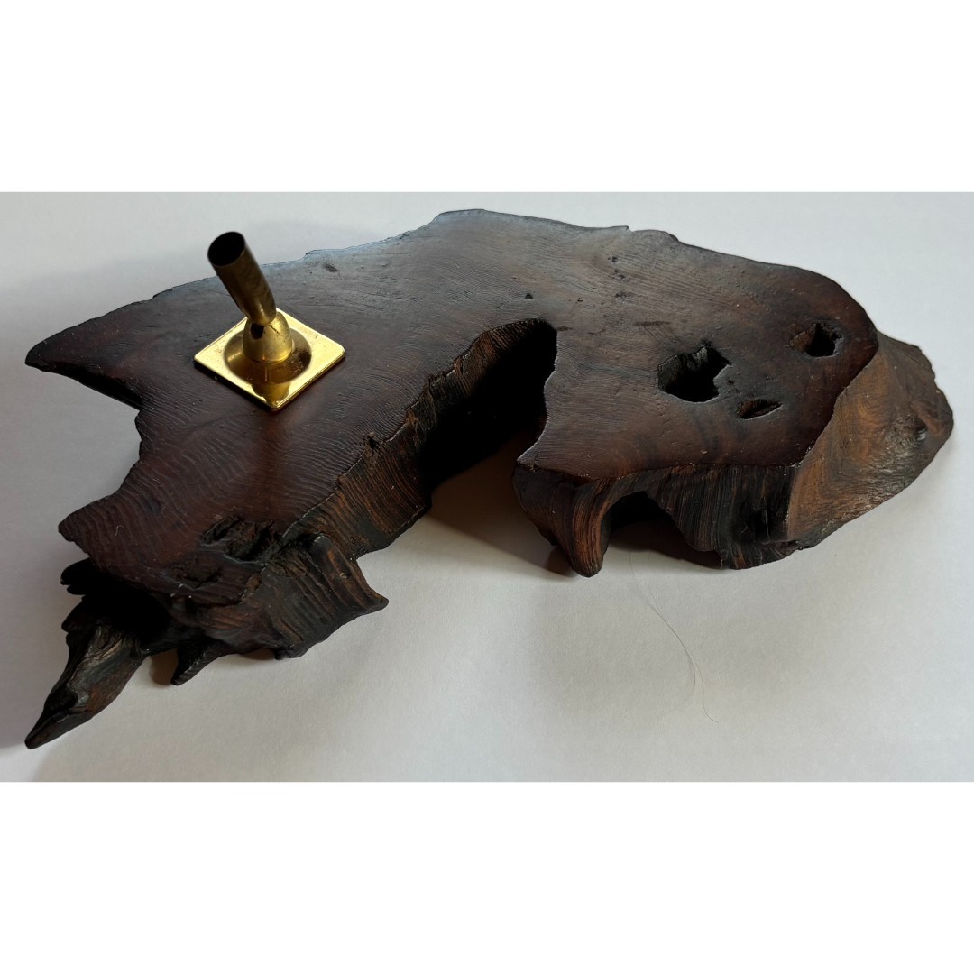 Vintage MCM Burl Wood Desktop Pen Holder Mid-Century Modern Wooden
