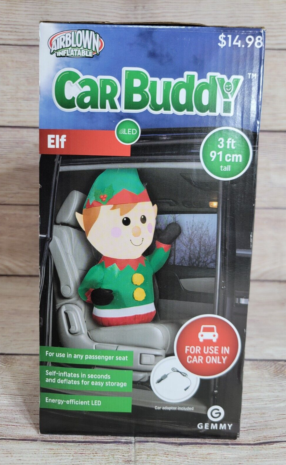 CAR BUDDY ELF Inflatable Gemmy Airblown 3ft Tall Energy Efficient LED