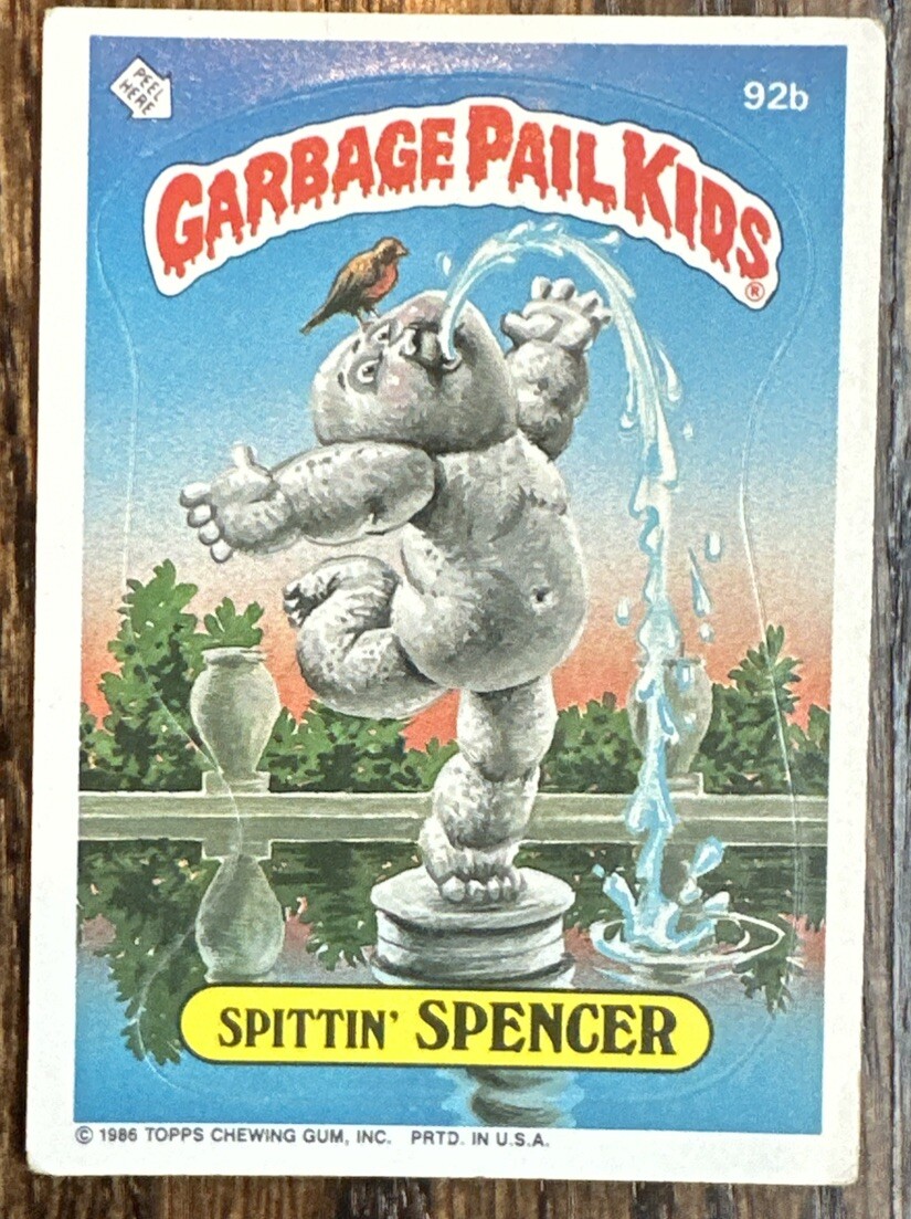 1986 Topps Garbage Pail Kids Card #92b SPITTIN’ SPENCER Original 3rd Series GPK