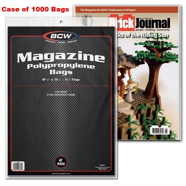 Case of 1000 BCW Magazine 2 mil Poly Bags 8 3/4 X 11 Acid Free Archival sleeves