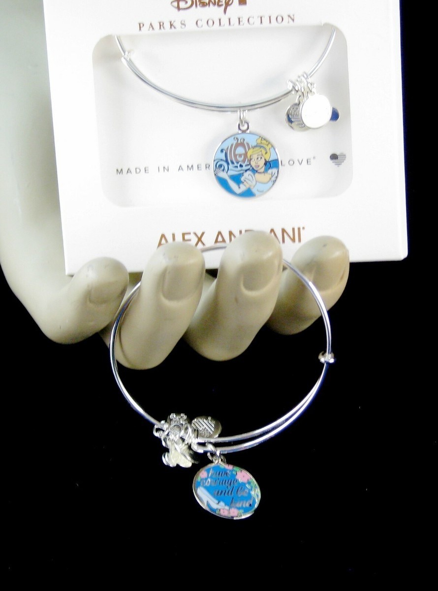 Cinderella HAVE COURAGE & BE KIND Disney Alex Ani Bracelet 2 Sided Coach Silver