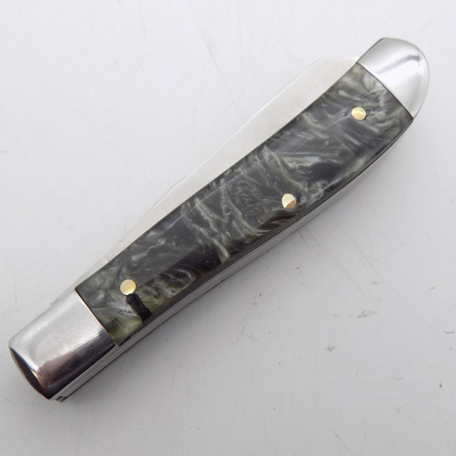 Imperial Schrade IMP17T 2-Blade Pocket Knife Trapper Dark Green Marbled Handle