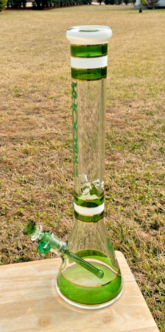 WOW 18″ Phoenix Star -(XL) Glass Beaker Water Pipe Bong Lucky Green 4.8″ Base