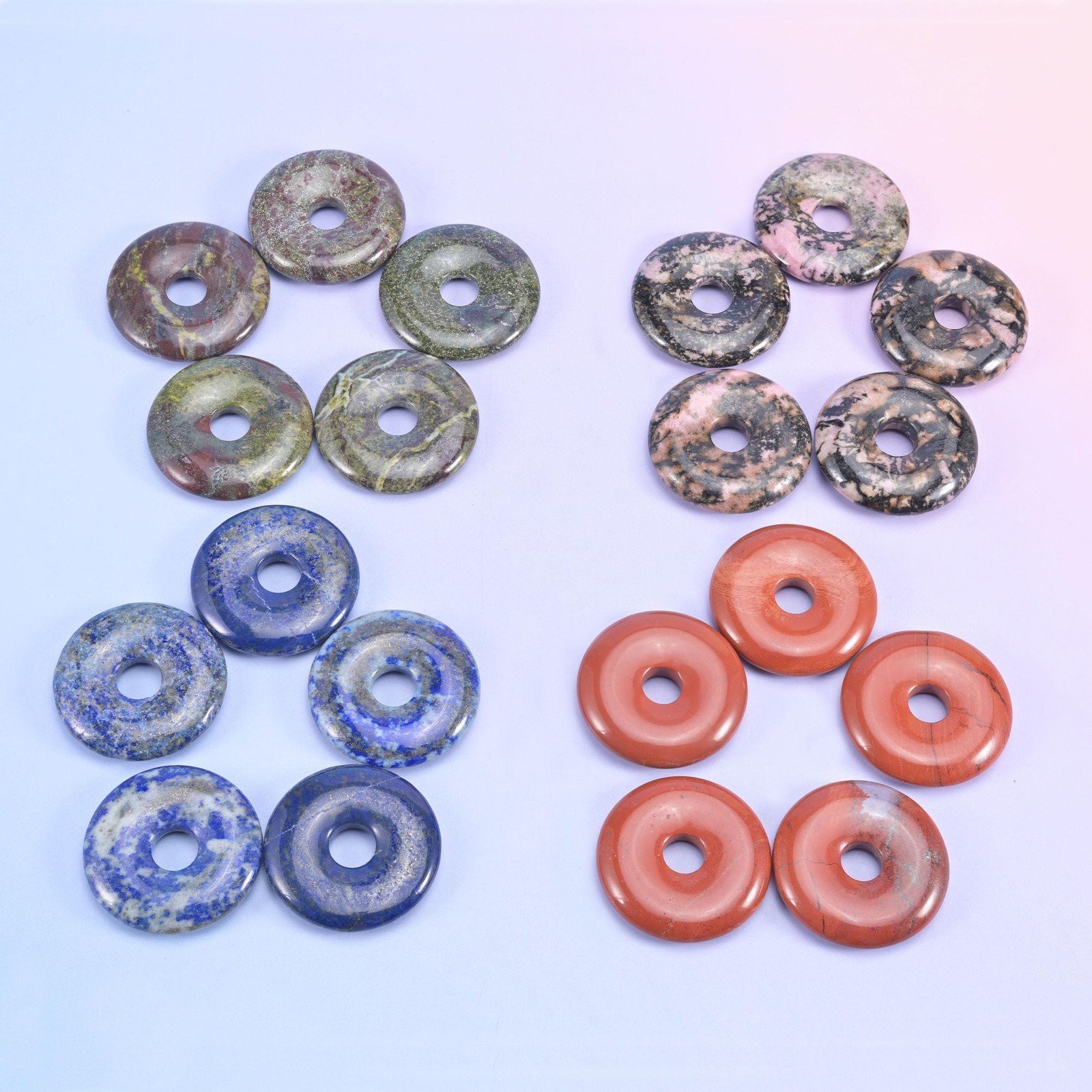 30mm Polished Crystal Donuts DIY Pendant Jewelry Pocket Stone