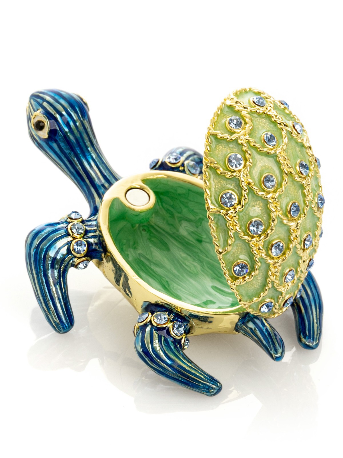 Keren Kopal Golden Turtle Hand made Trinket box Decorated with Austrian Crystals
