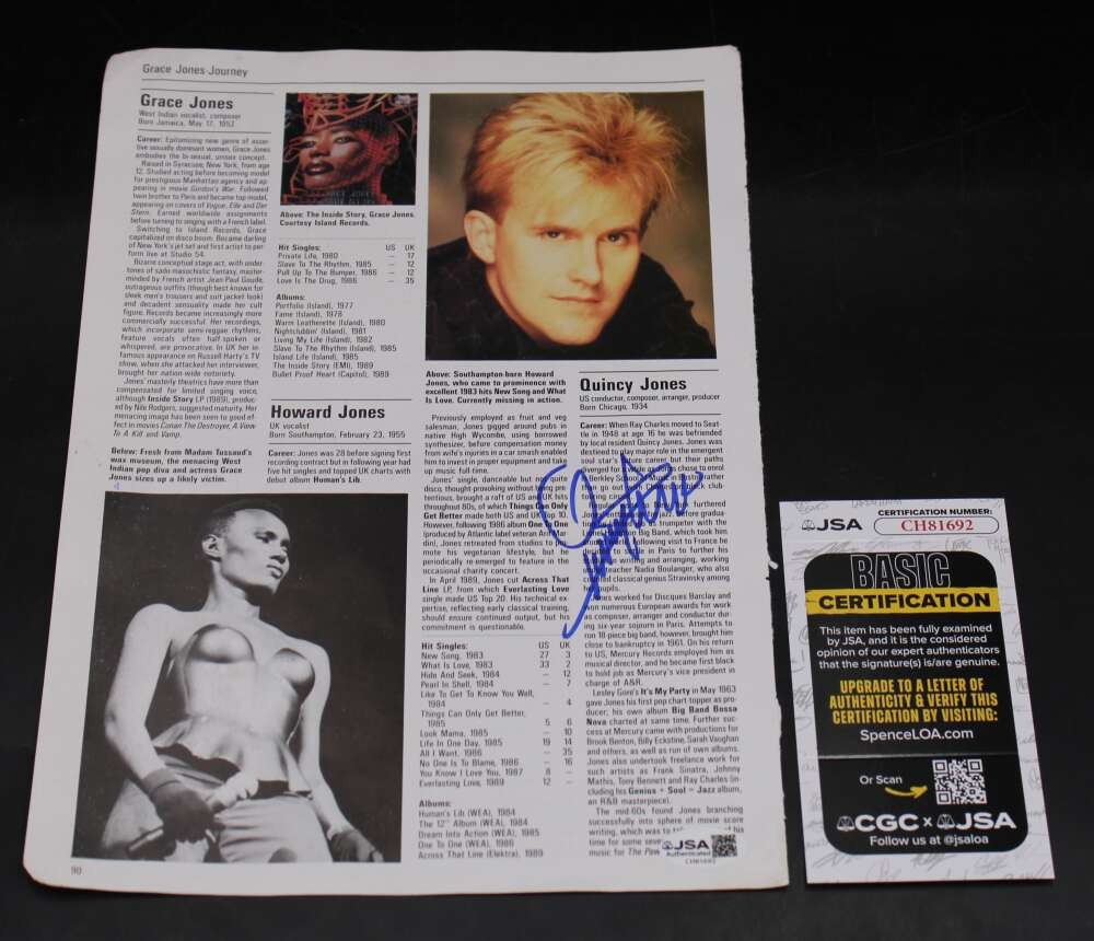 Quincy Jones Signed Page Rock & Roll Encyclopedia Autograph JSA COA ZJ20000