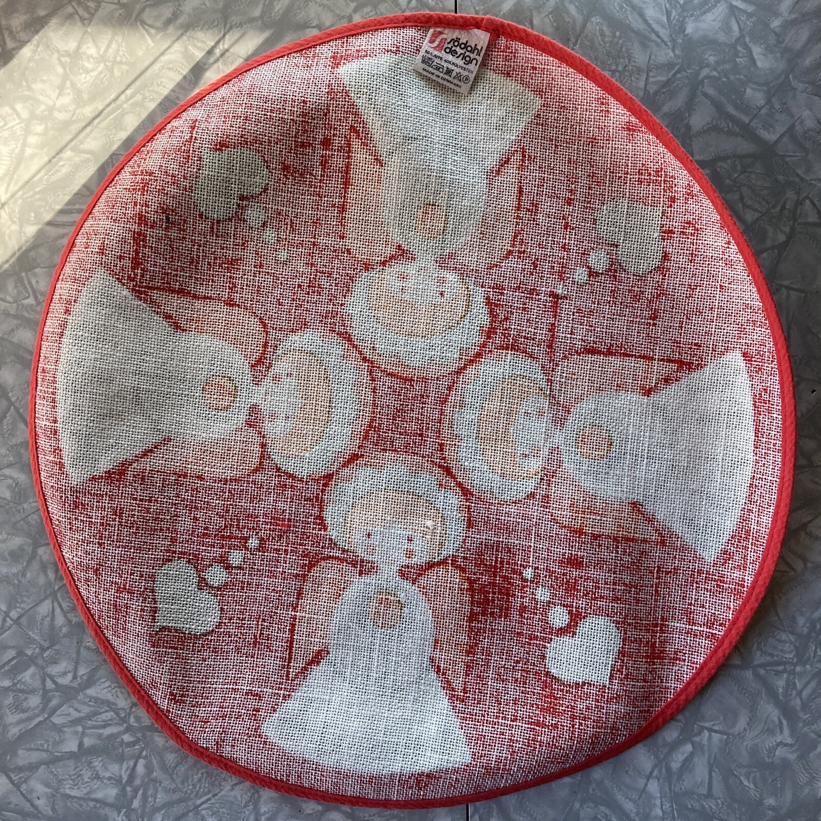 MCM Sodahl Denmark Round Christmas Table Centerpiece Angels Red Orange Jute 42cm