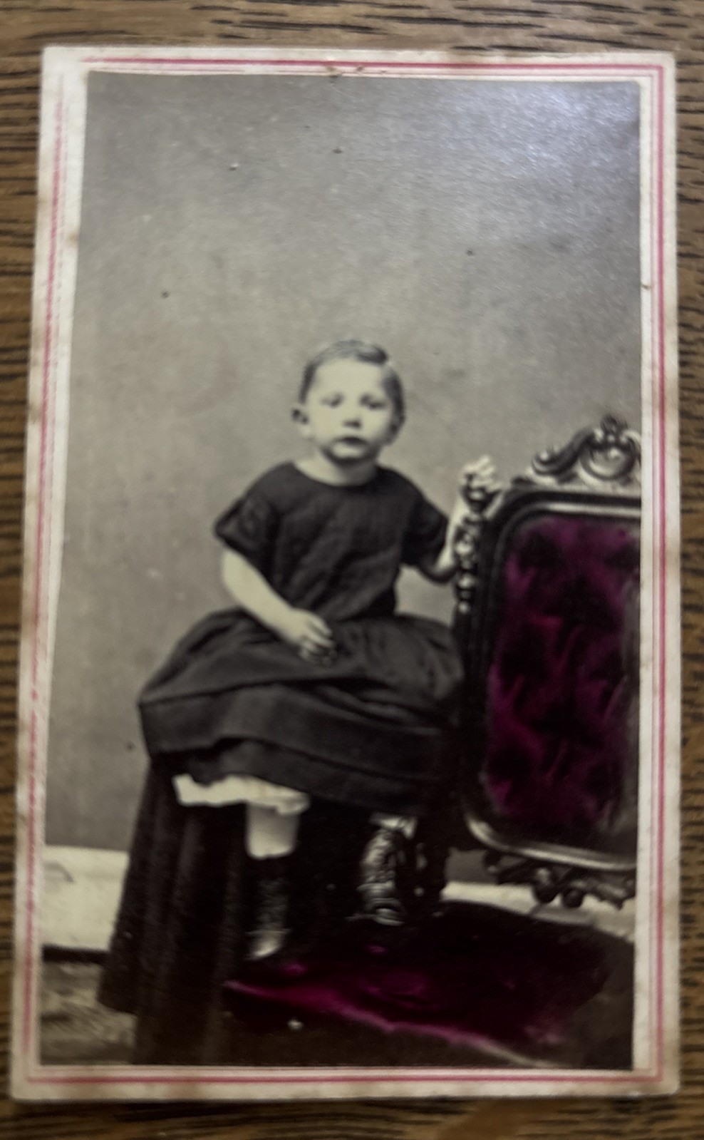 Portrait Card of Child Civil War Era 1860’s Partial Color