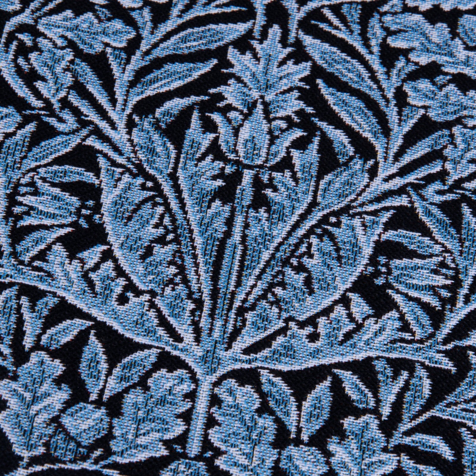 William Morris Blue Oak Leaves Tapestry Table Runner 59×18″ Embroidered Runner