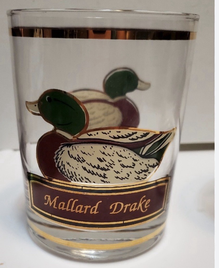 Vintage Whiskey Jigger By Culver 22K Accented Mallard Duck