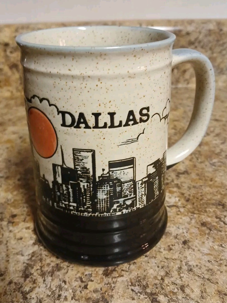 Dallas Texas Brown And Tan Speckled Stoneware Coffee Cup Mug