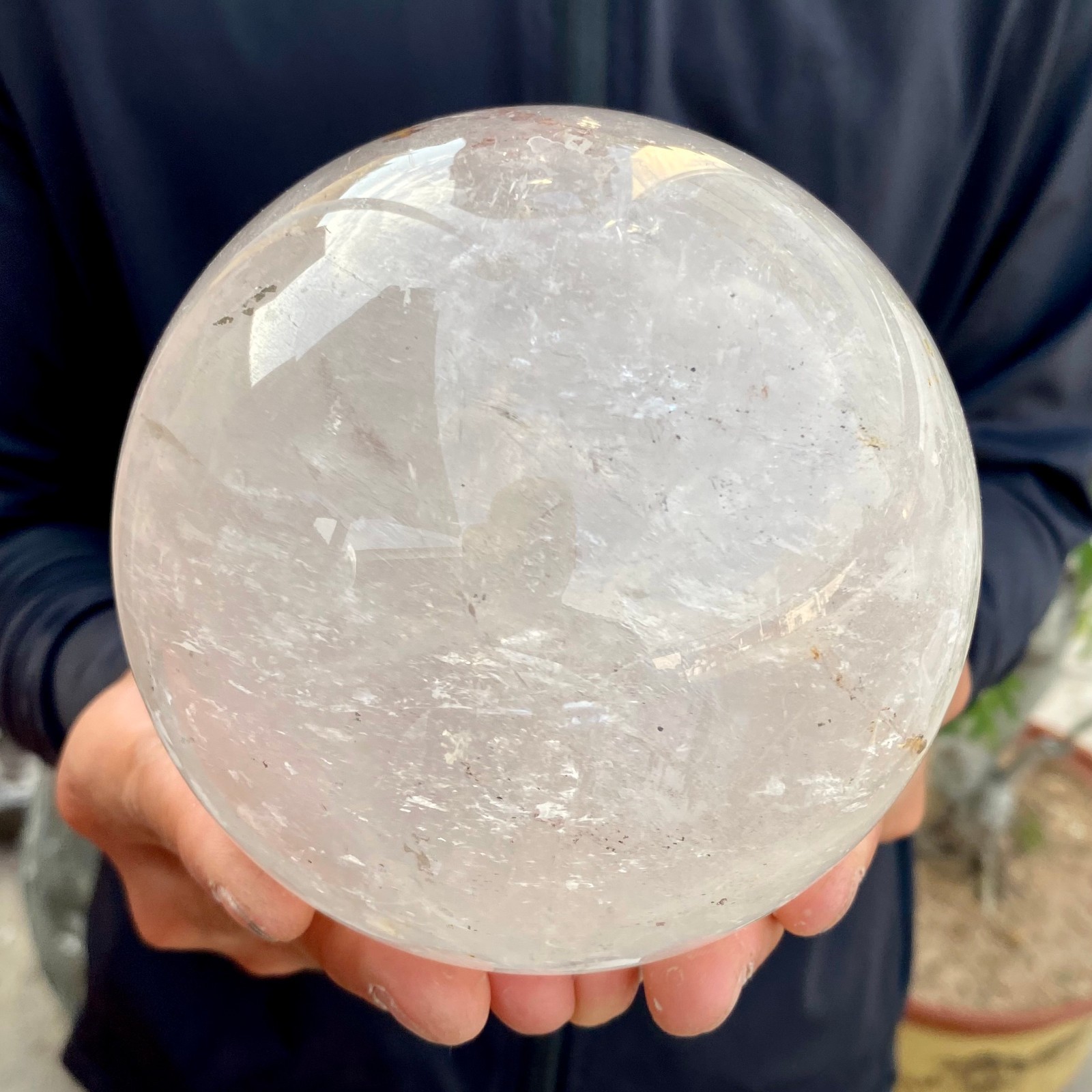 4.6LB Natural White Crystal Clear Quartz Crystal Sphere Ball Healing Meditation