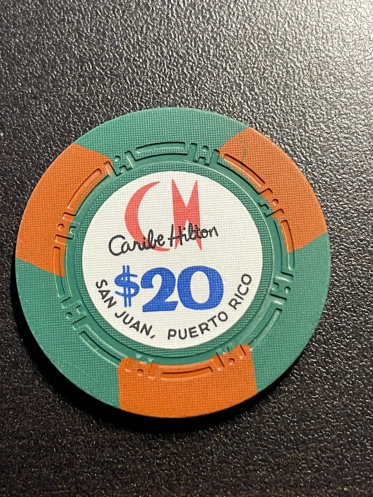 $20 Caribe Hilton San Juan Puerto Rico Casino Chip **Rare** CHC-20a