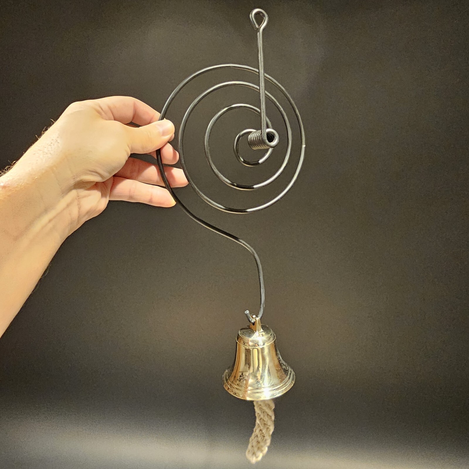 13″ Antique Vintage Style Spiral Brass Shopkeepers Store Doorbell Bell