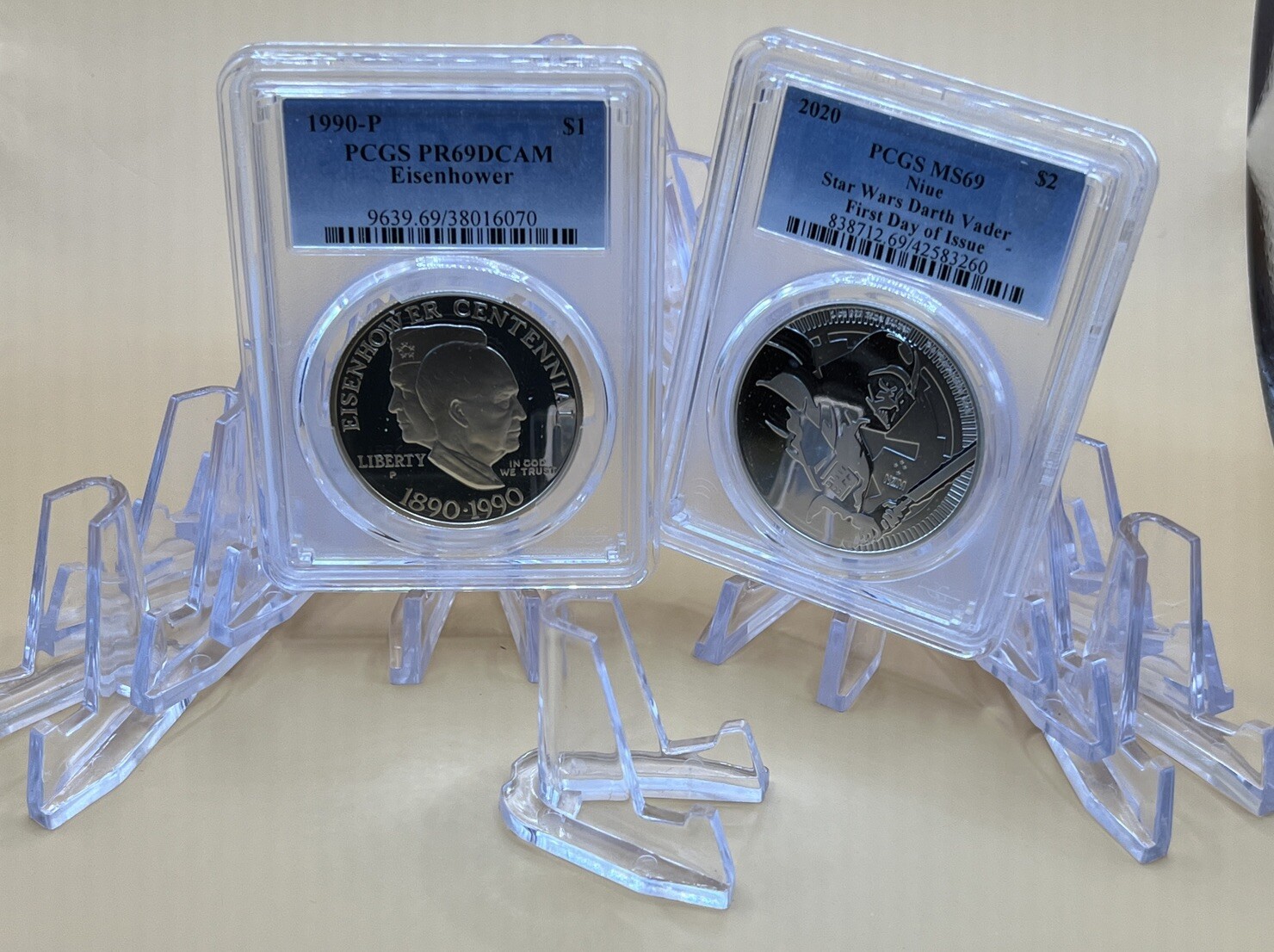 * 20 DISPLAY EASEL STANDS FOR Coins Or Graded Slabs Card Holders CLEAR ACRYLIC