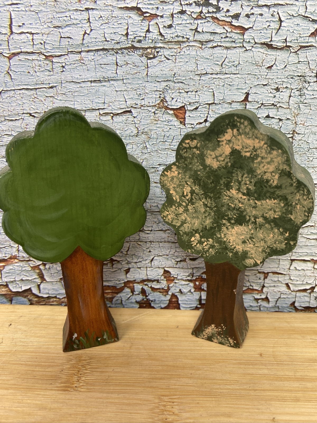 Shelf Sitter Cat’s Meow Style trees lot Of 2 Spring Summer Fall Foliage Signed