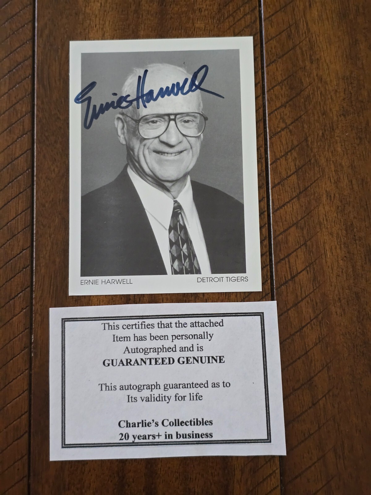 Vintage Ernie Harwell Signed Photograph Framed Detroit Tigers HOF