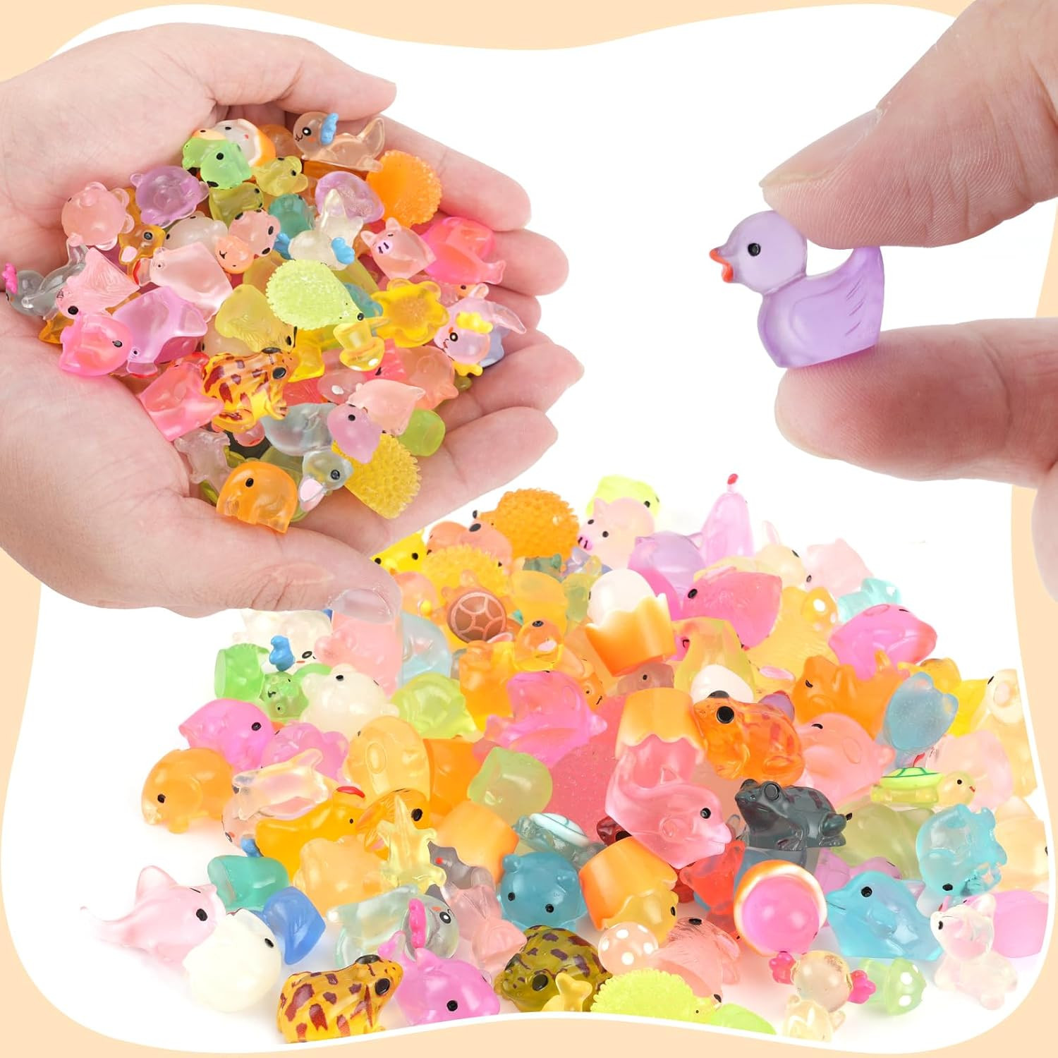 100Pcs Luminous Mini Resin Animals Bulk, 20 Styles Glow in the Dark Plastic Tiny