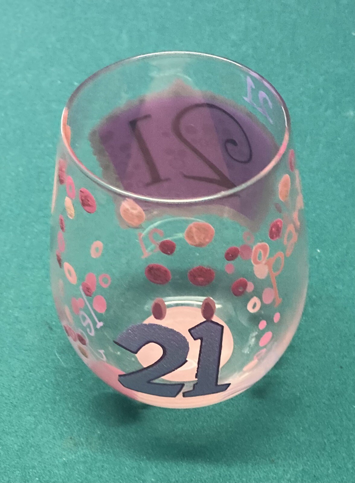 Lolita Hand painted 10oz Wine Glass Glass “ 21 “. Great Gift For 21st Birthdays