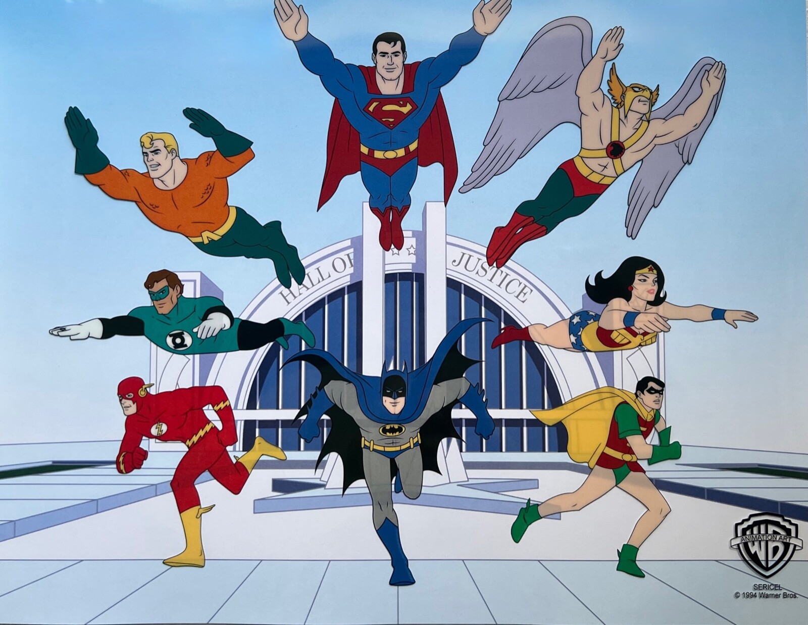 Warner Bros SUPER FRIENDS Sericel Animation Cel 11″ x 14″ Justice League Art