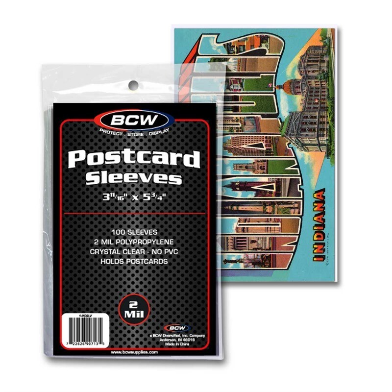 100 BCW 2-mil US Postcard Sleeves 3-11/16″ x 5-3/4″