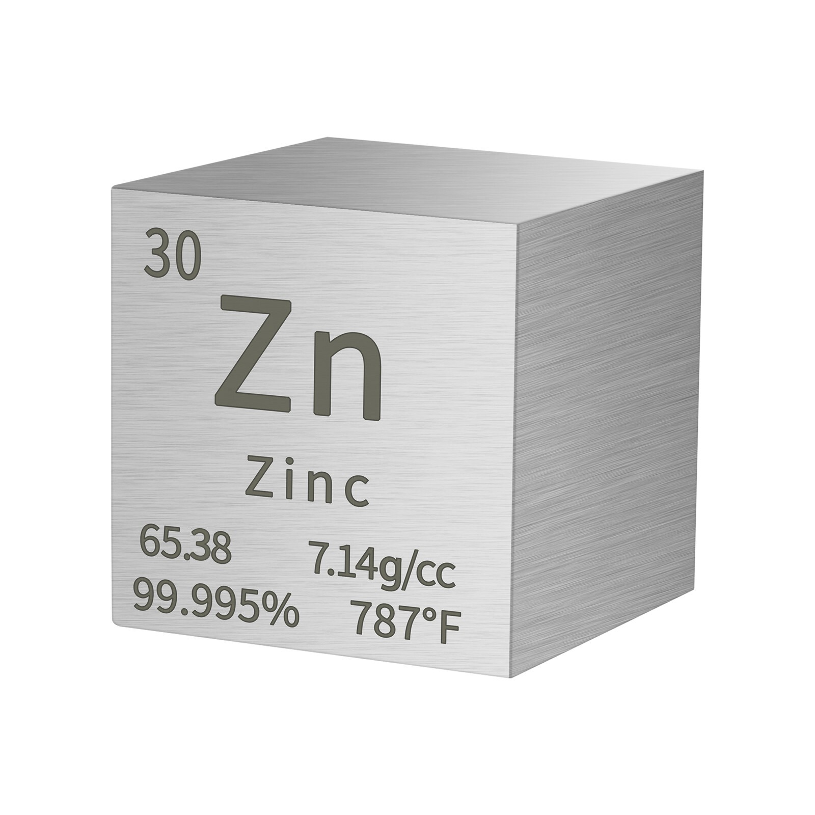 Zinc Metal 25.4mm 1 Inch Density Cube 99.99% for Element Collection +box