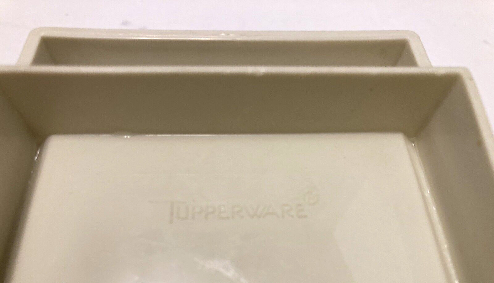 Tupperware 2 Stick Butter Dish with Blue Lid Almond Base 1511 1512 – VINTAGE