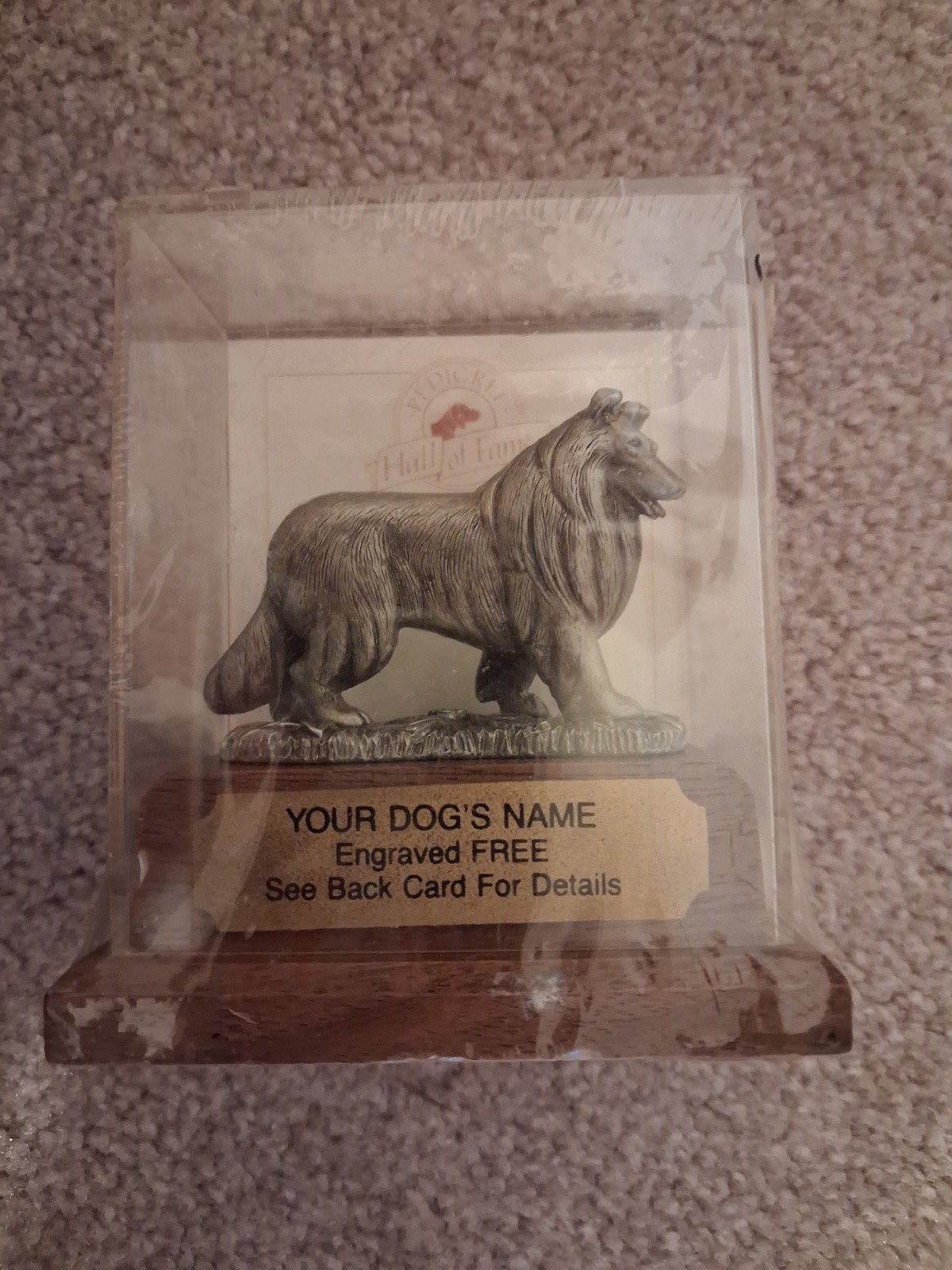 Vintage Rawcliff Pewter Rough Collie Figurine in original packaging