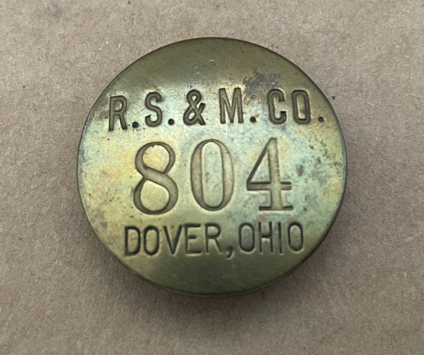 Vintage REEVES STEEL & MILLING CO Employee ID Badge Pin #804 Dover Ohio R.S.&M.