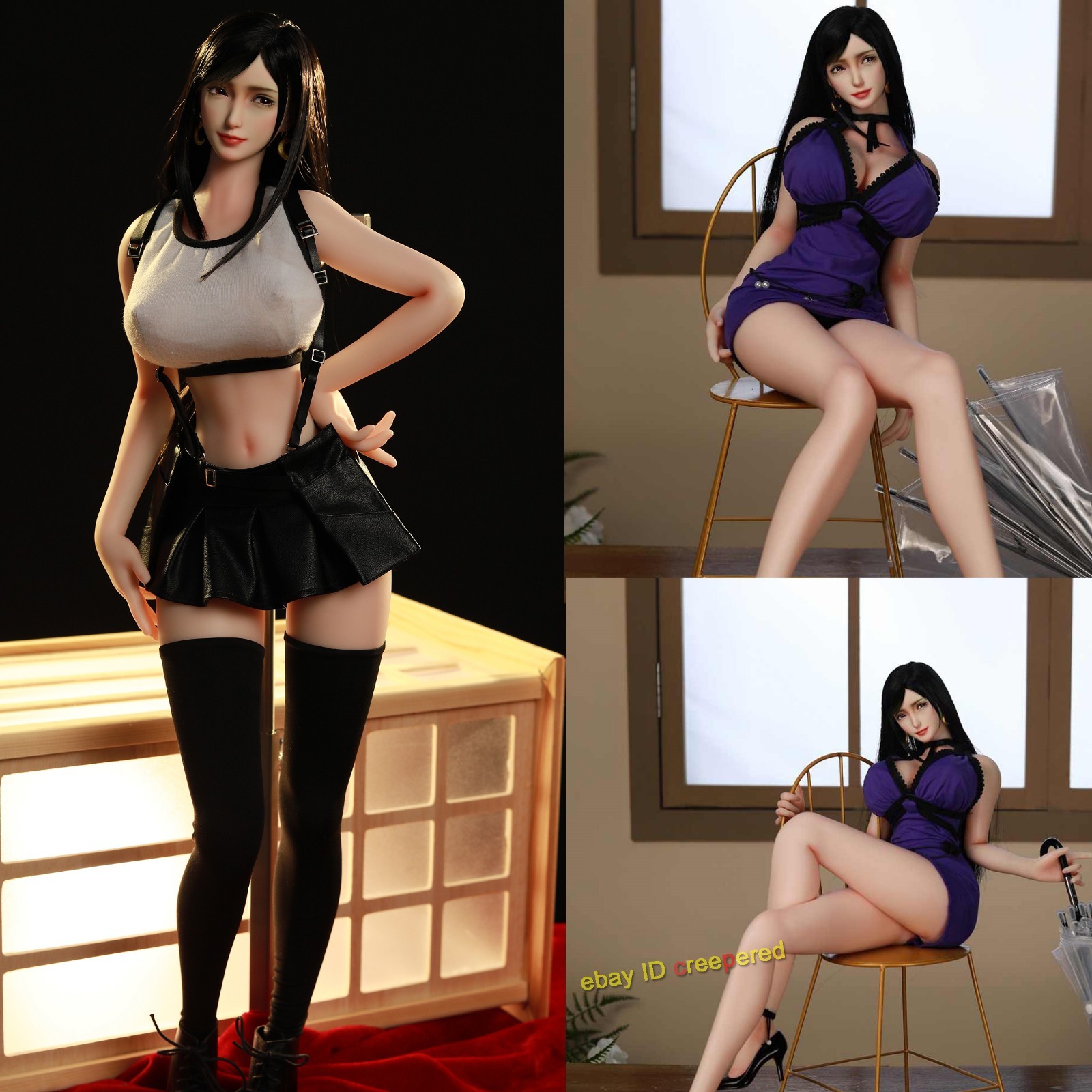Lingyun Studio Purple Dress Girl Model 1/3 Scale silica gel Cast off Rooted Hair