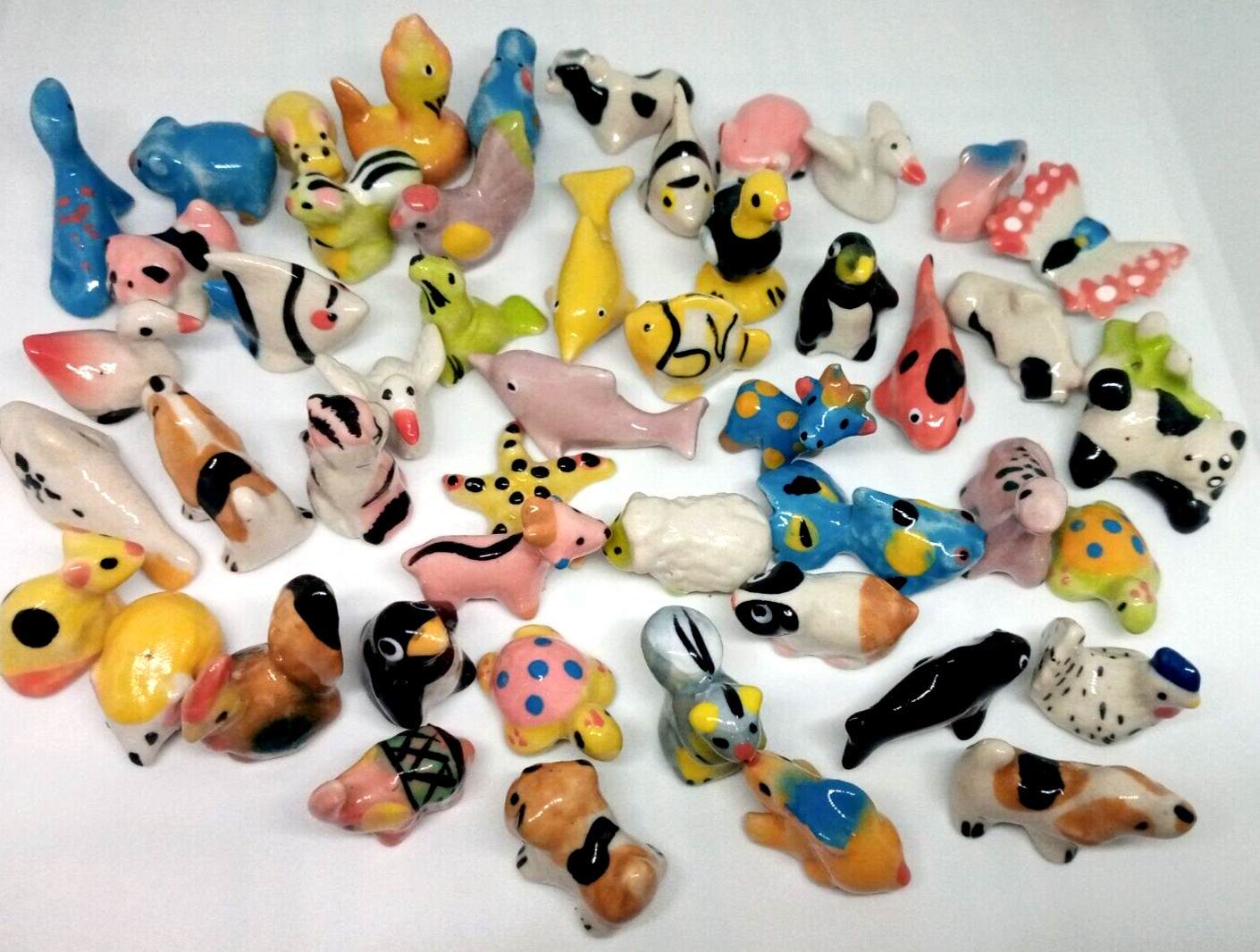 Miniature Dollhouse Ceramic Animals Hand Panted Statue Collectibles Lot 50 Pcs/F