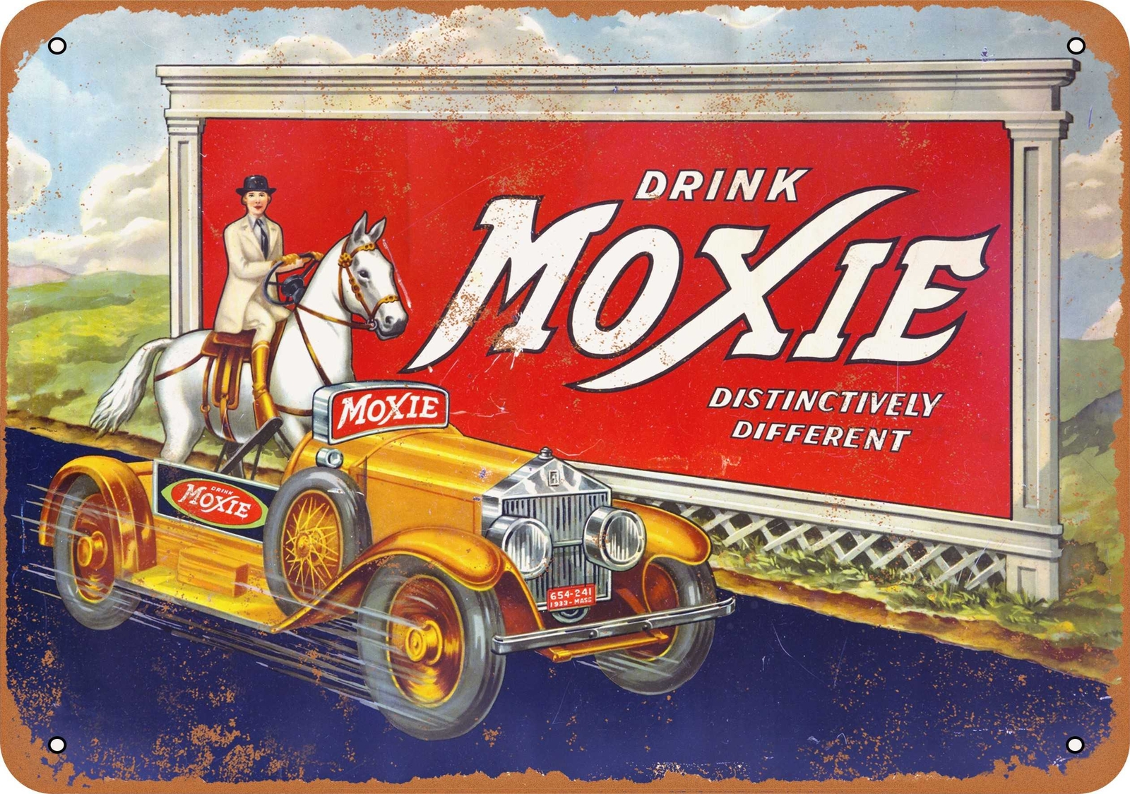 Metal Sign – 1933 Drink Moxie – Vintage Look Reproduction