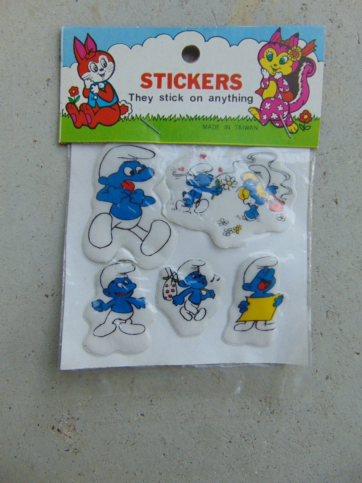 Vintage Smurfs Puffy Stickers Made in Taiwan