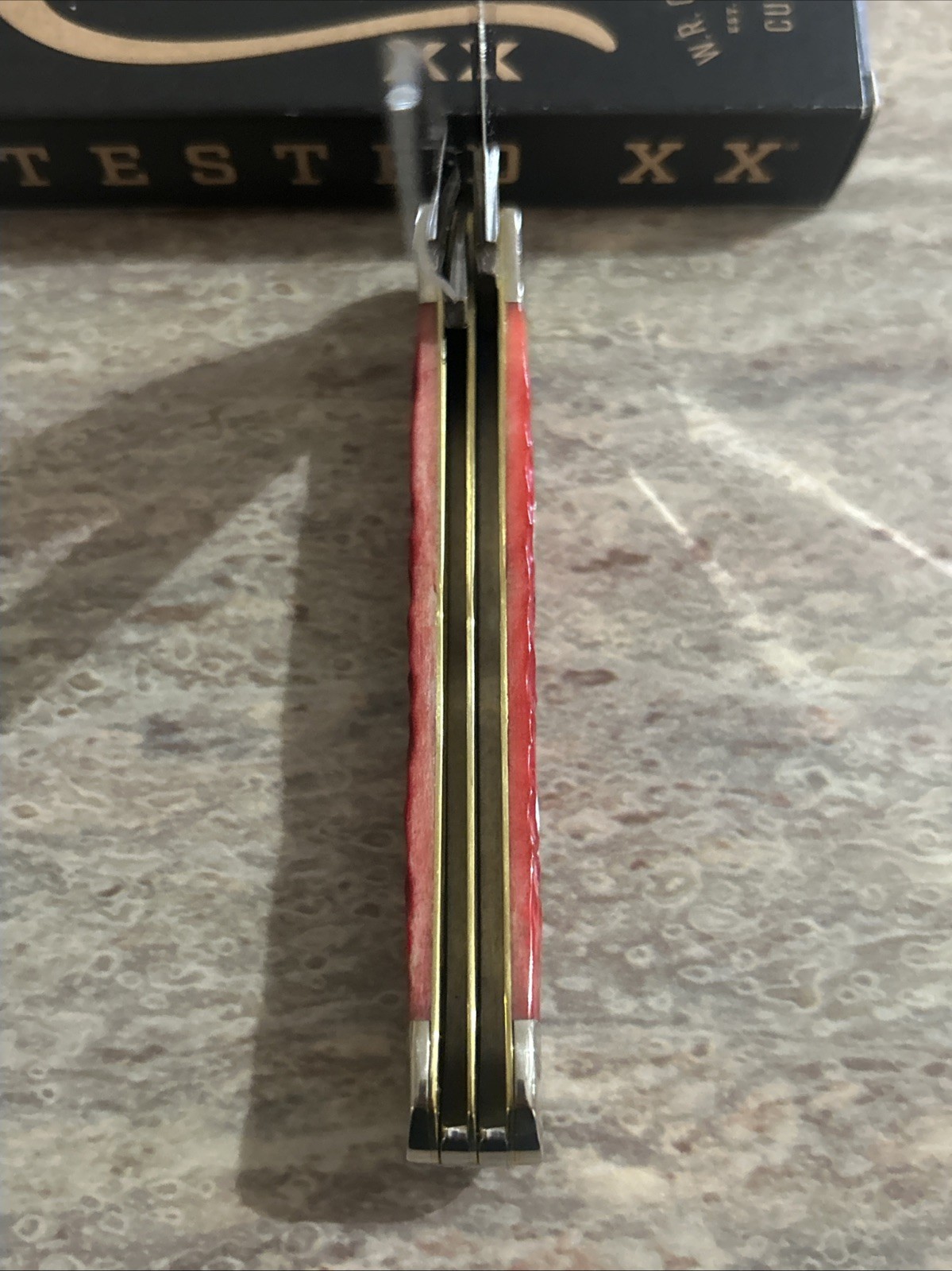 Case Dark Red Bone Standard Jig, Confederate Badge