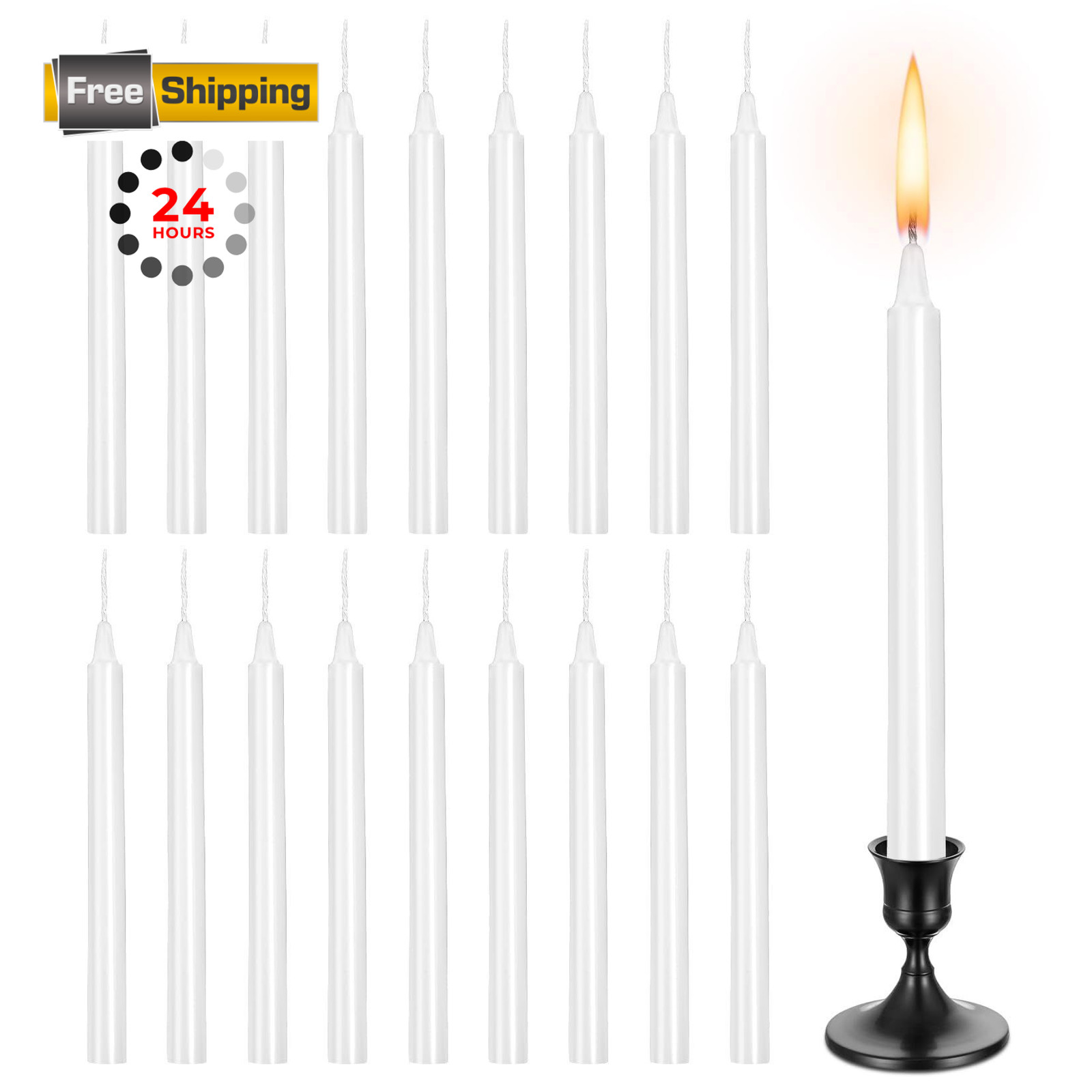 Sukh 18 Pack White Taper Candles 6.7 Inch – inches (height only),
