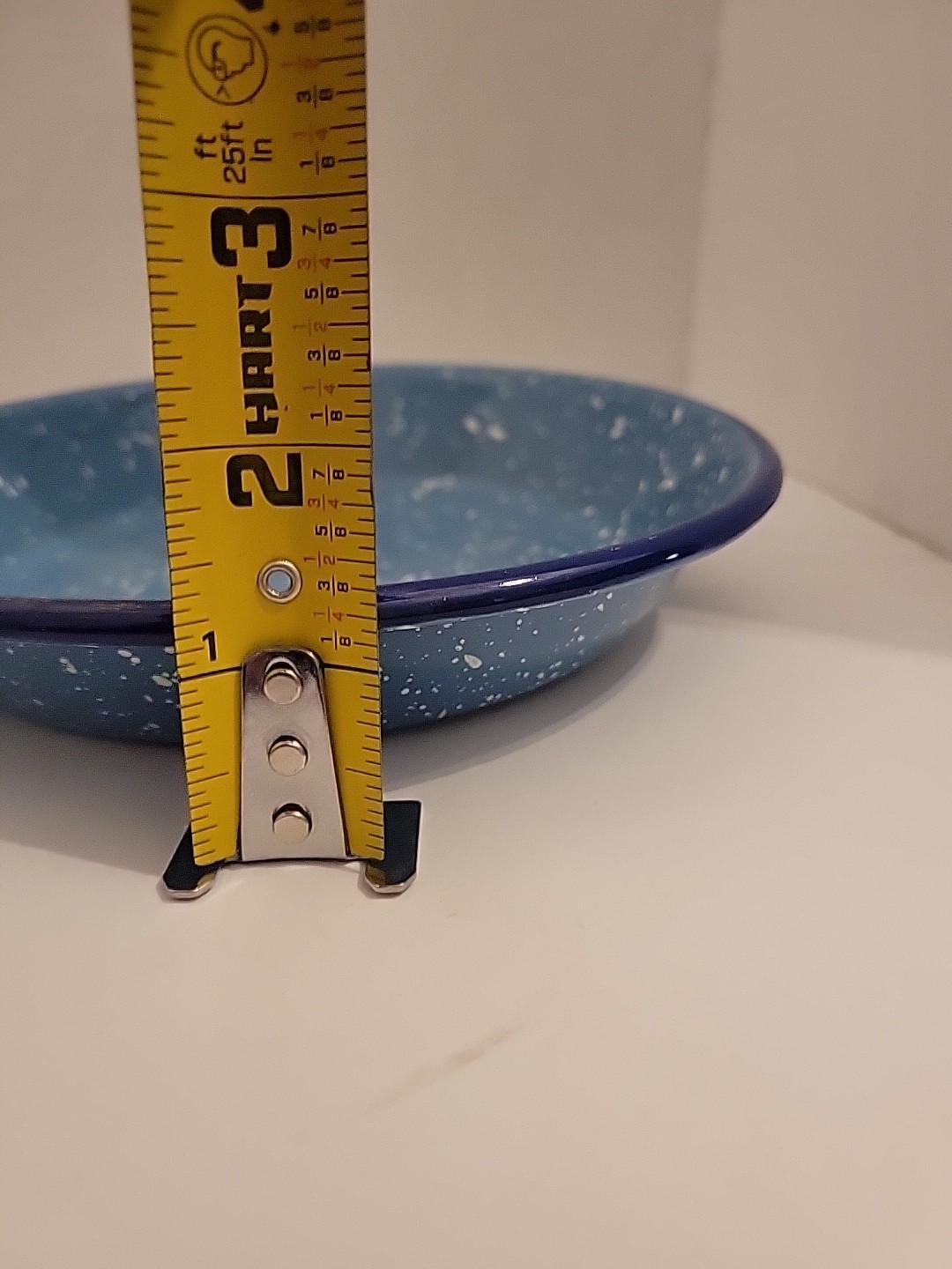Vintage Country Speckled Light Blue and White Enamelware Frying Pan 7.25 Inches