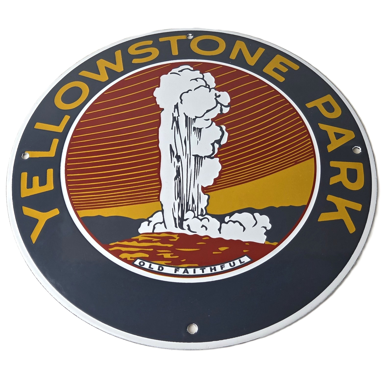 Vintage National Park Sign – Yellowstone Old Faithful Gas Pump Porcelain Sign
