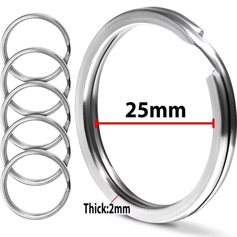 30pcs Stainless Steel Key Rings Polished sliver Round Flat Line Split Keyring