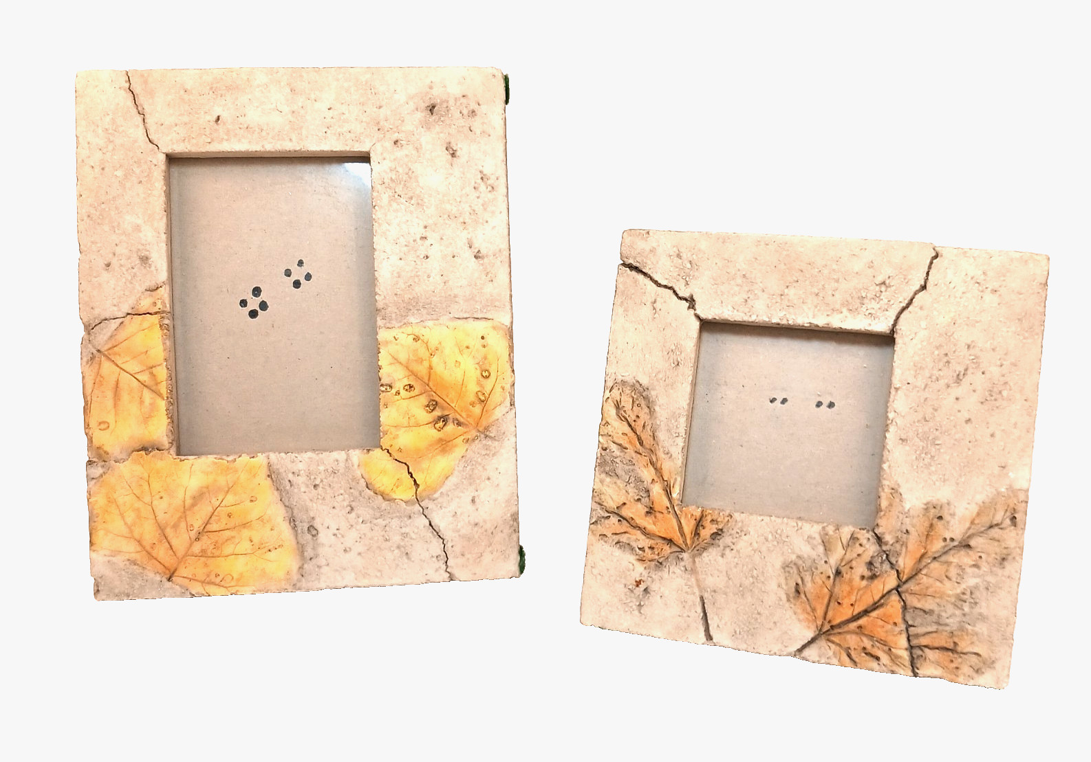 2 Stone Textured Leaf Picture Frame 6.5″x5.25″ & 9″x7.25″ Holds 3″x3″&3.5″x5.25″